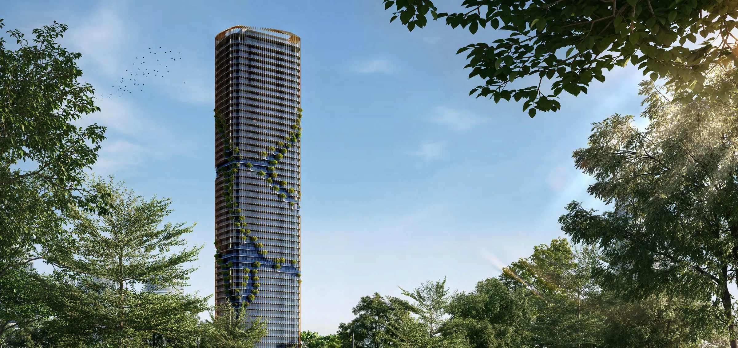 NOVA Luxury Homes — premier Dubai residential tower set among landscaped gardens